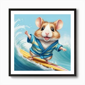 Hamster On A Surfboard 4 Art Print