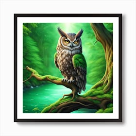 Owl In The Forest Art Print