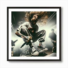 Rock Band singer performing on stage 1 Art Print