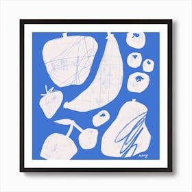 Abstract Fruit Blue Square Art Print