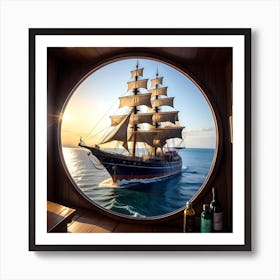 Sailing Ship Through A Window Art Print