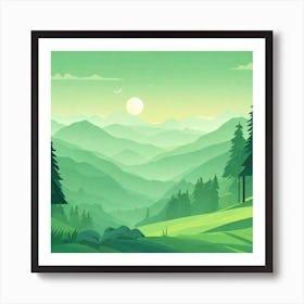 Misty mountains background in green tone 56 Art Print
