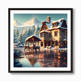 House In The Snow Art Print