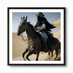 Man Riding A Horse In The Desert Art Print