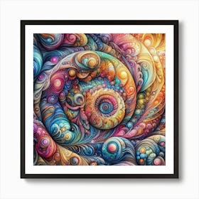 Abstract shapes and pattern psychedelic water art Art Print