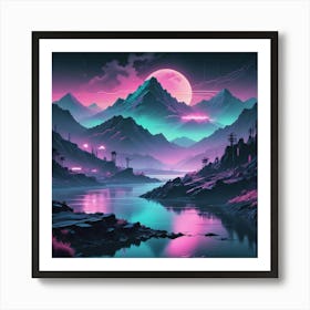 Neon Landscape Art Print