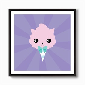 Cotton Candy Cat Square Art Print