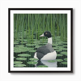 Ohara Koson Inspired Bird Painting Coot 2 Square Art Print