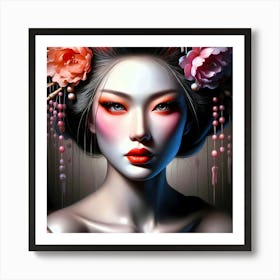 Japan Traditional Geisha Illustration By Ad 183 Art Print