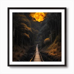 Full Moon Over The Woods 1 Art Print