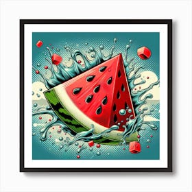 Flying watermelon slice, Pop art Art Print