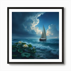 Sailboat On The Ocean Art Print