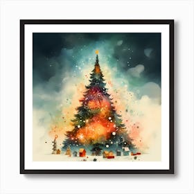 Glowing Pastel Christmas Pines Art Print