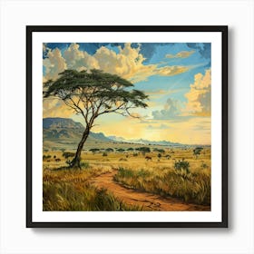 Sunset In The Savannah 5 Art Print