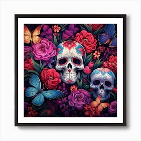 Day Of The Dead Skulls 7 Art Print