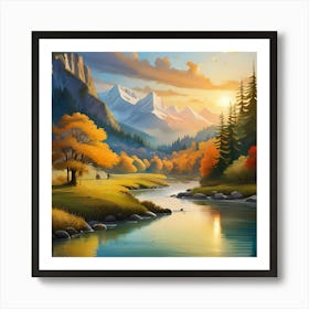 Landscape Painting beauty of nature  Art Print