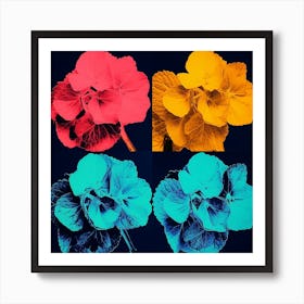 Andy Warhol Style Pop Art Flowers Hydrangea 1 Square Art Print