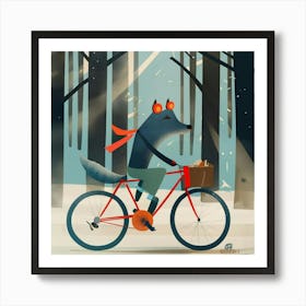 Wolf On A Bike Art Print