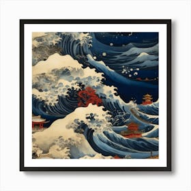 a very turbulent sea with massive waves. Art Print