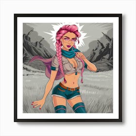 Girl With Pink Hair Art Print