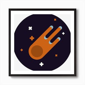 Space Rocket Icon Meteor Meteorite Space Comet Art Print