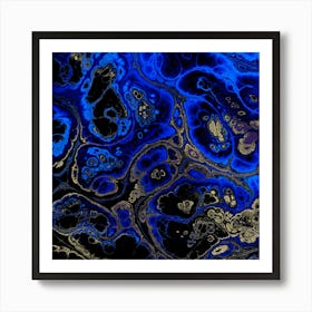 Blue And Gold Abstract Painting Poster