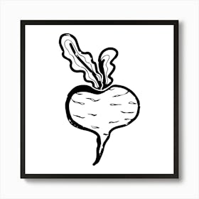 Beet. Ink texture doodle. Black and white illustration, Bauhaus Art Print