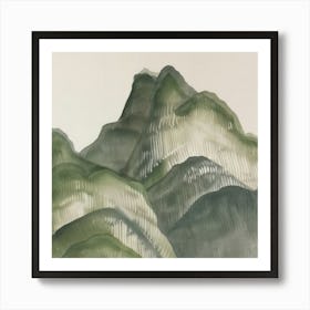 Japanese Watercolour Of Mount Kurai 1 Art Print