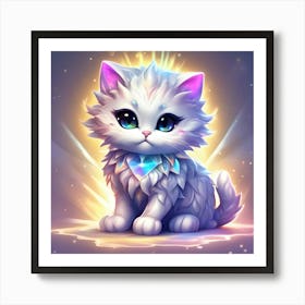 White Cat With Blue Eyes Art Print