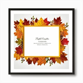 Autumnal Leaf Illustration One Central Maple Foliage Display Flanked By Smaller Elements Of Orange Art Print