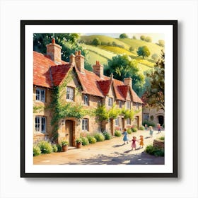 Cottages In The Village Art Print