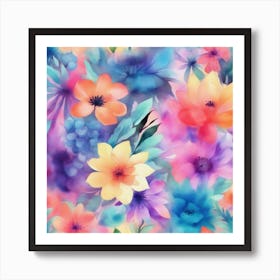 Watercolor Floral Pattern 1 Art Print