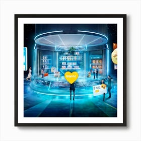 An Illustrious E Commerce Scene In A Digital Painting Showing An Imaginary Retail Store Nestled In (6) Art Print