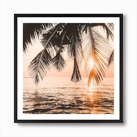 Palm Tree Silhouette Square Art Print