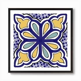 Blue and yellow portuguese tile Art Print