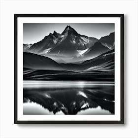 Mountain Range Reflected In A Lake Art Print