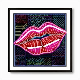 Neon Lips Pop Art Art Print