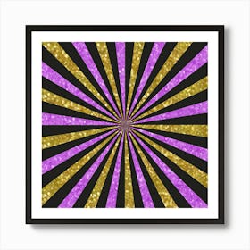 Gold Glitter Sunburst Background 06 Art Print