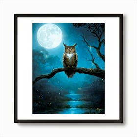 Owl At Night Art Print