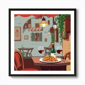 Italian Restaurant Background Art Print