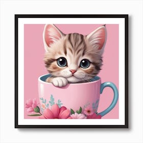 Kitten In A Teacup Art Print