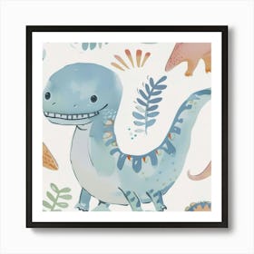 Cute Dinosaur Watercolour Style 1 Art Print