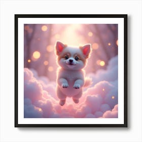 Cute Dog In The Clouds Art Print