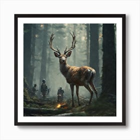 Deer In The Woods 34 Art Print