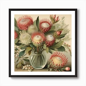 Flower Bouquet With Protea Art Print