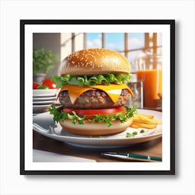 Hamburger On A Plate 185 Art Print