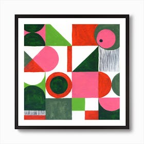 Abstract Painting: Pink-Green Art Print