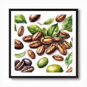 Coffee Beans Seamless Pattern 11 Art Print