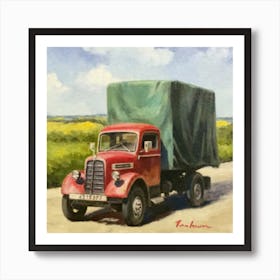 Red Truck With Tarp Art Print