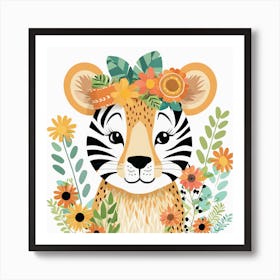 Floral Cute Baby Lion Nursery Illustration (14) 1 Art Print